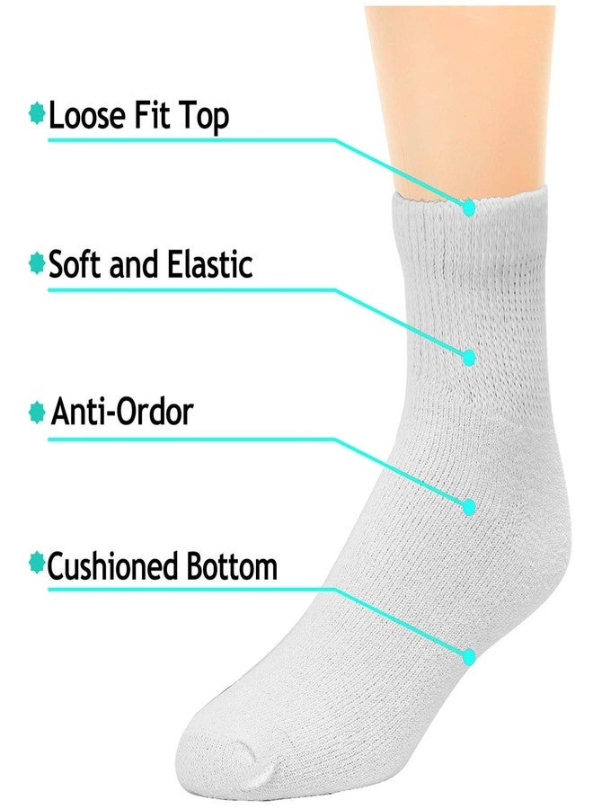 Falari 12-Pack Diabetic Socks Quarter Ankle Physicians Approved Socks Mens Womens Non-Binding Loose Fit Socks (13-15, White) - Image 2